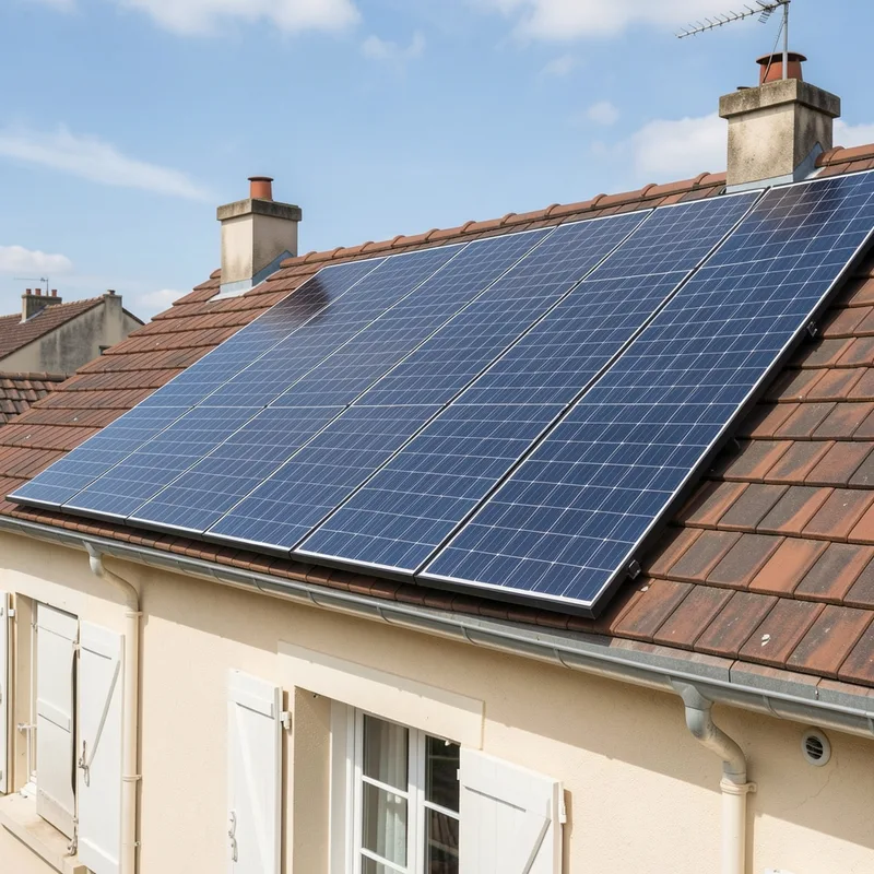 Panneaux solaires sur une maison individuelle par temps ensoleillé