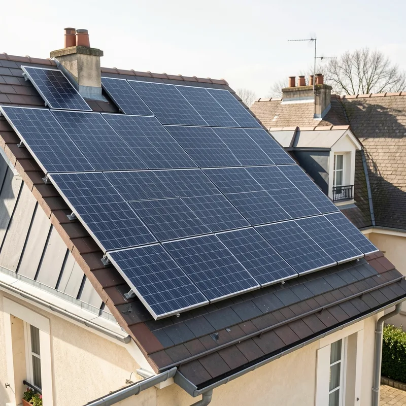 Panneaux photovoltaïques neufs prêts à être installés sur une toiture