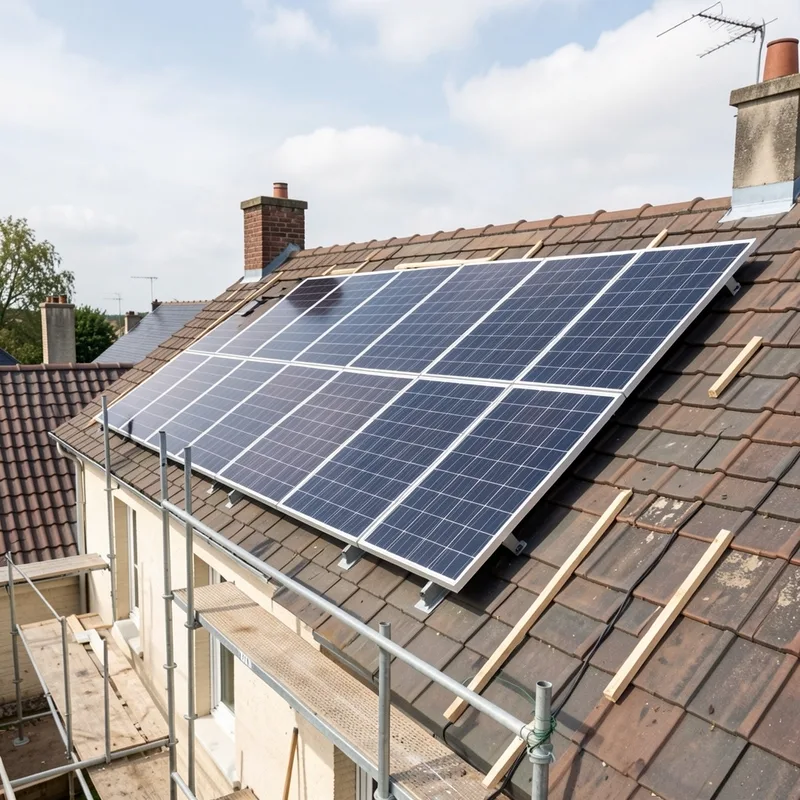 Installateur vérifiant le câblage électrique d’un onduleur solaire